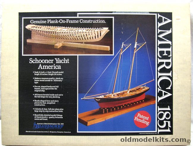 Bluejacket 1/48 Schooner Yacht America - 35 Inch Long Plank-on-Frame Wooden Ship, 1050 plastic model kit